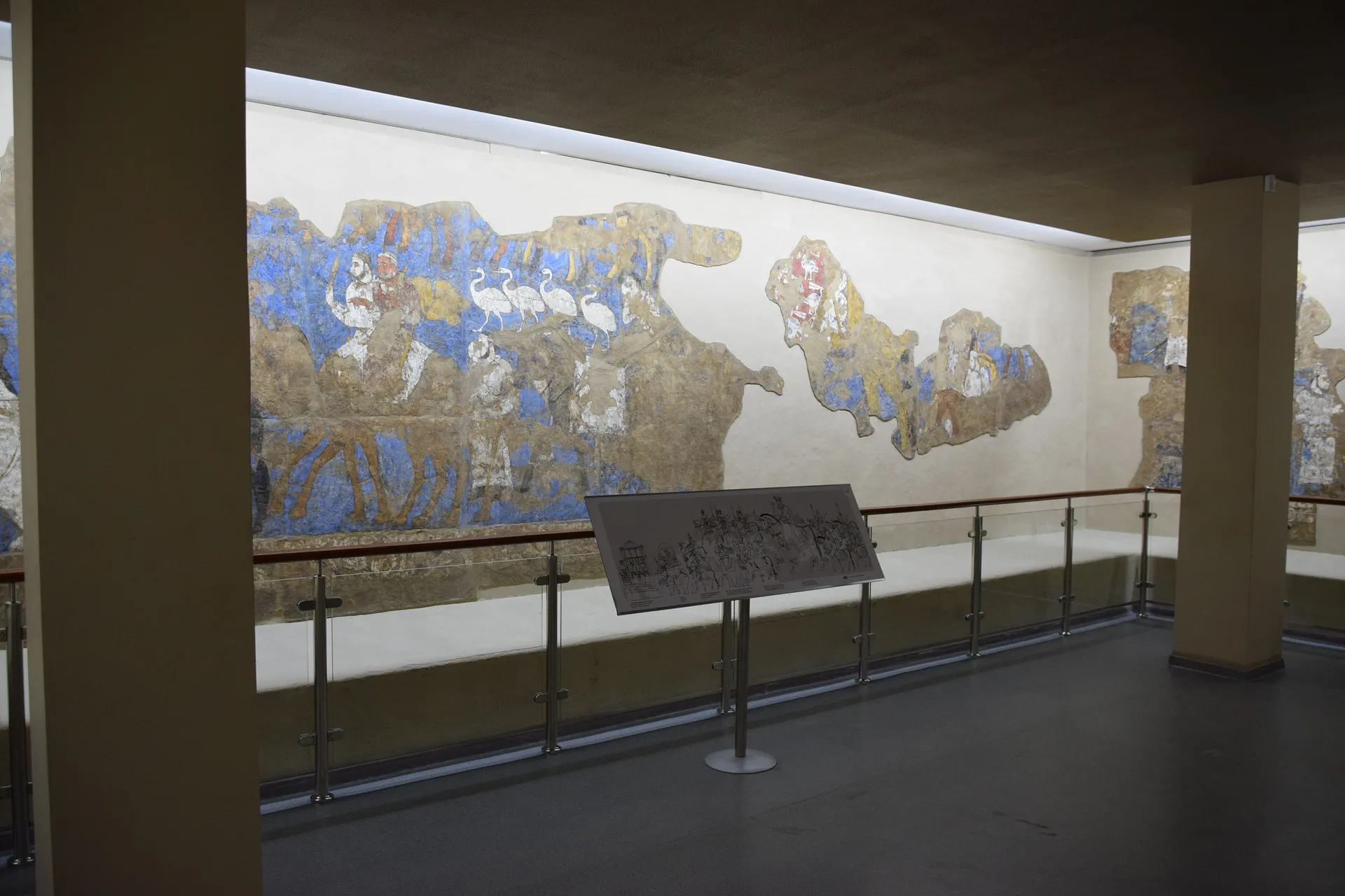 Seventh-century Sogdian wall paintings from ancient Samarkand, showing envoys and processions at the court of King Varkhuman.