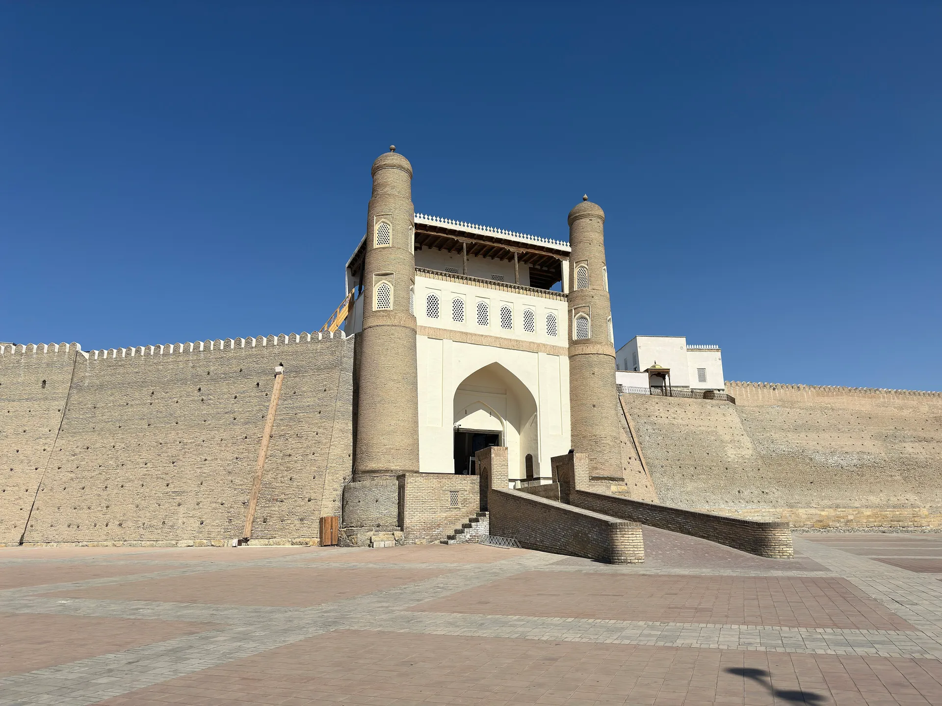 The sloping walls of the Ark, the fortified citadel where Bukhara's rulers lived for more than a thousand years.