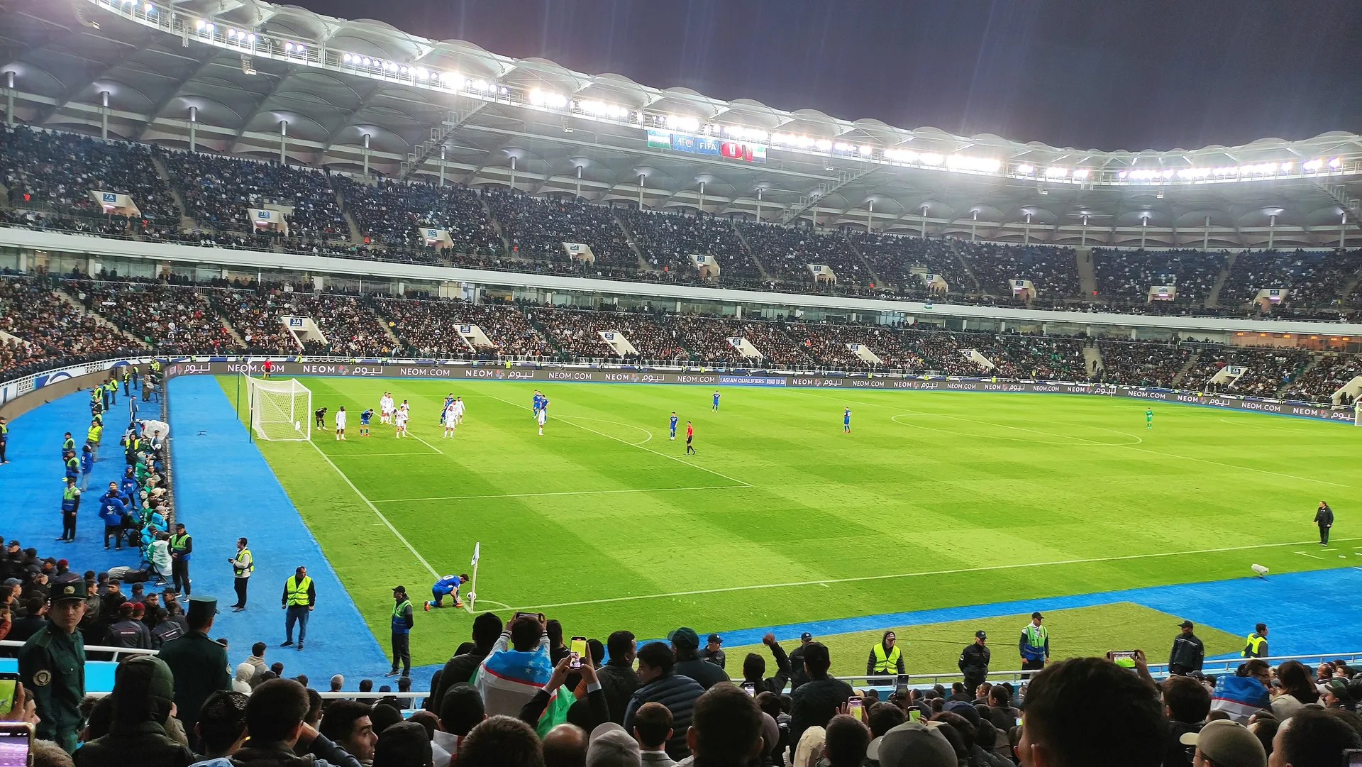 Uzbekistan against the UAE at the Milliy (formerly Bunyodkor) Stadium in Tashkent, October 2024, on the road to the 2026 World Cup.